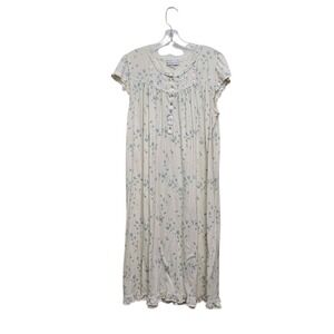 Eileen West Nightgown L Yellow Blue Floral Lace Cottagecore Granny Grandma 2025